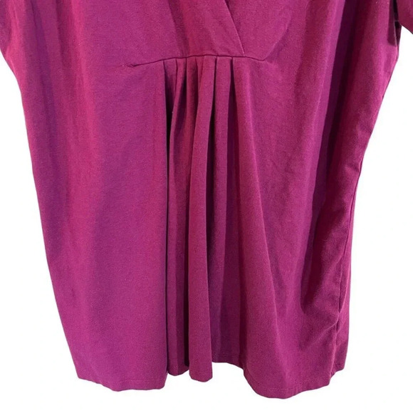 J.Jill Plum Purple Blouse XL Stretch Knit Draped V Neck Pleated Flowy Pullover - Picture 4 of 6